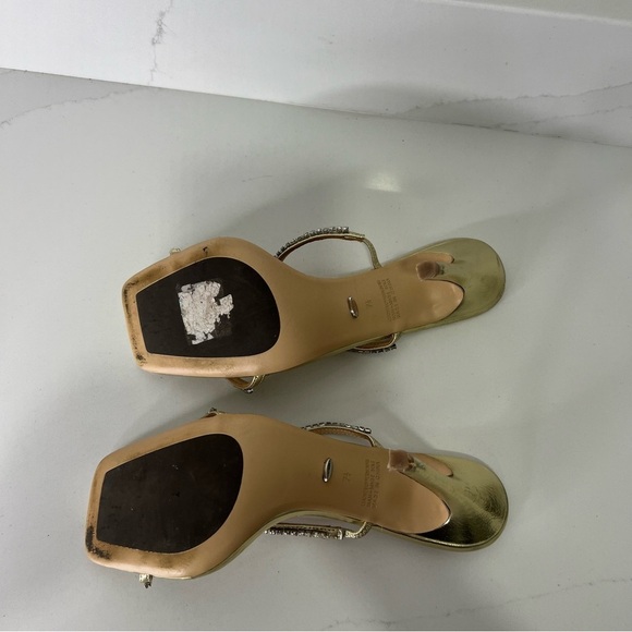 Tony Bianco Metallic Sandal Nappa Leather Gold Rhinestone Square Toe Sz 7.5 - Picture 12 of 15